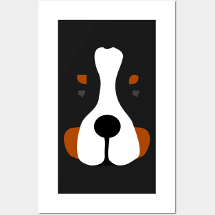 Bernese Mountain Dog Face Silhouette Posters and Art